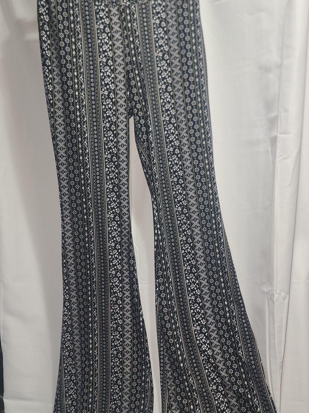 No Boundaries Black & White Printed Flare Pants